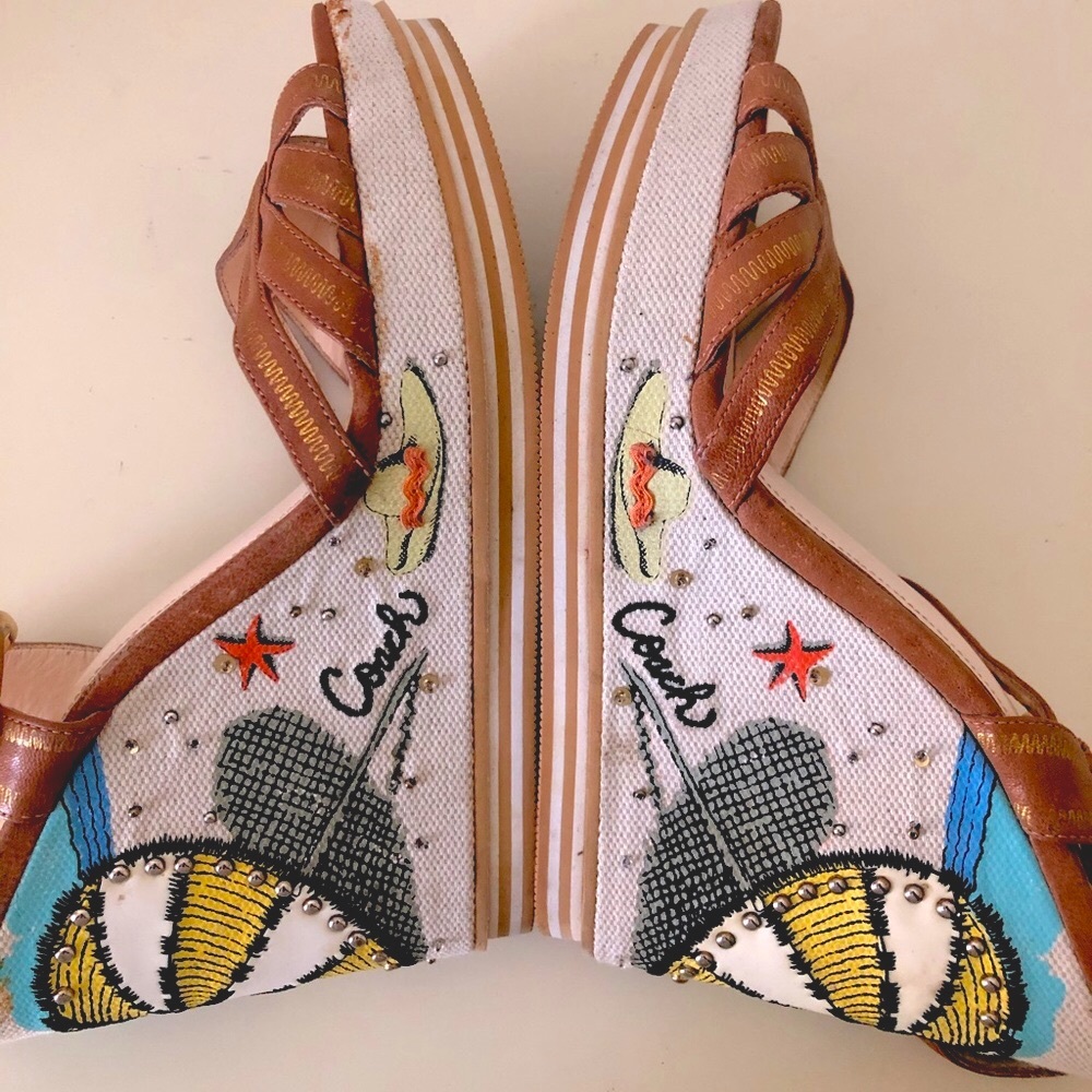 ***TAKING BEST OFFER*** Coach Beach Scene Wedges